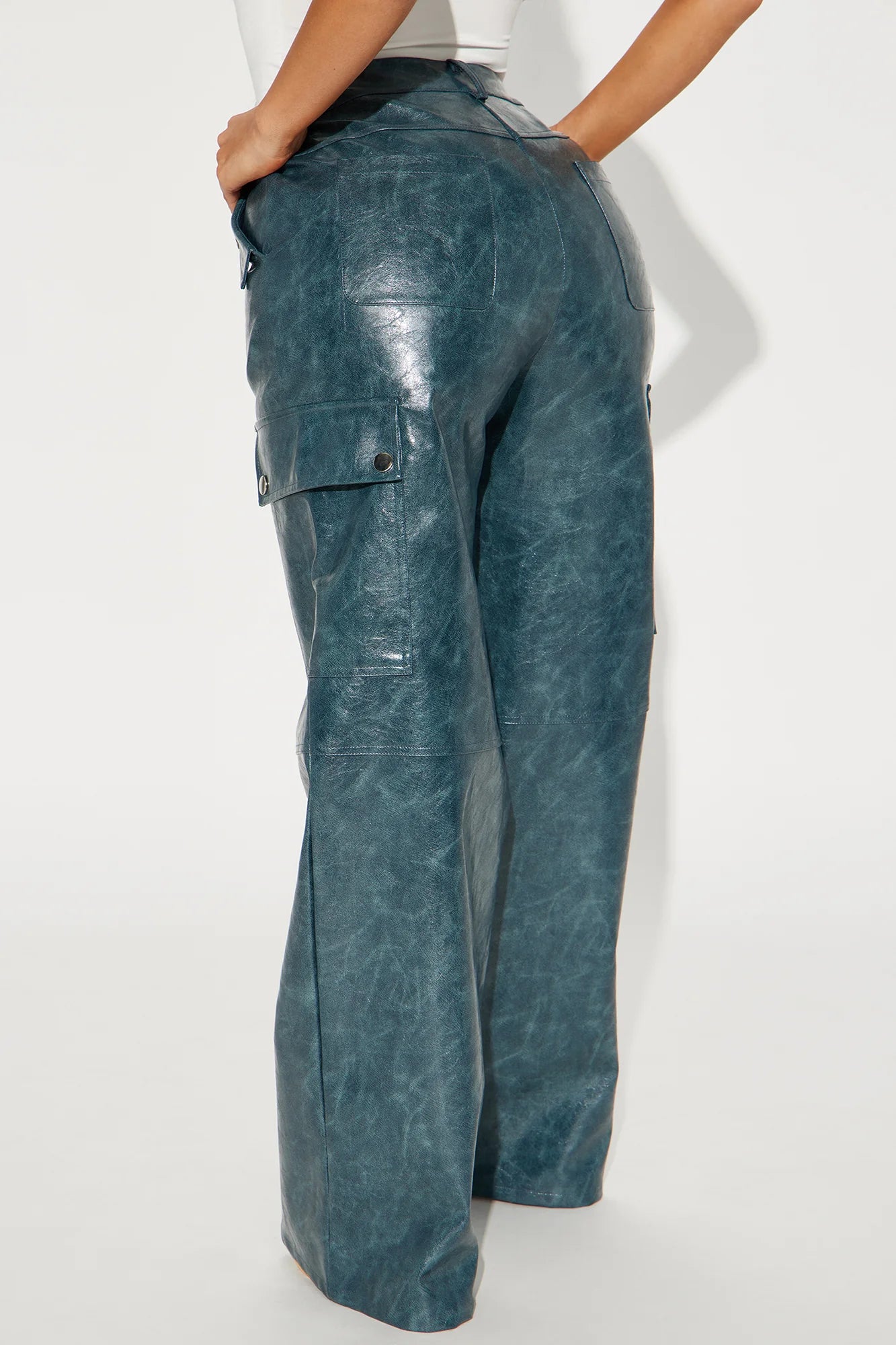 Jazzie Faux Leather Cargo Pant