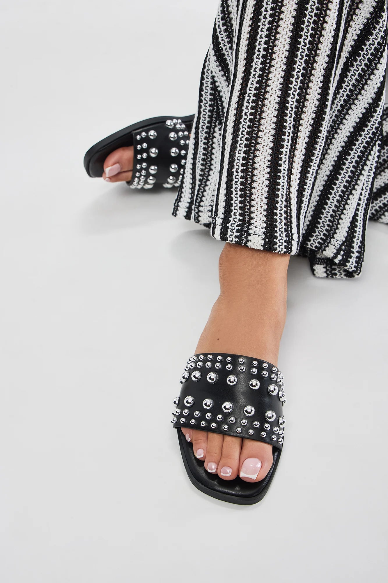 Really Going For It Studded Flat Sandals