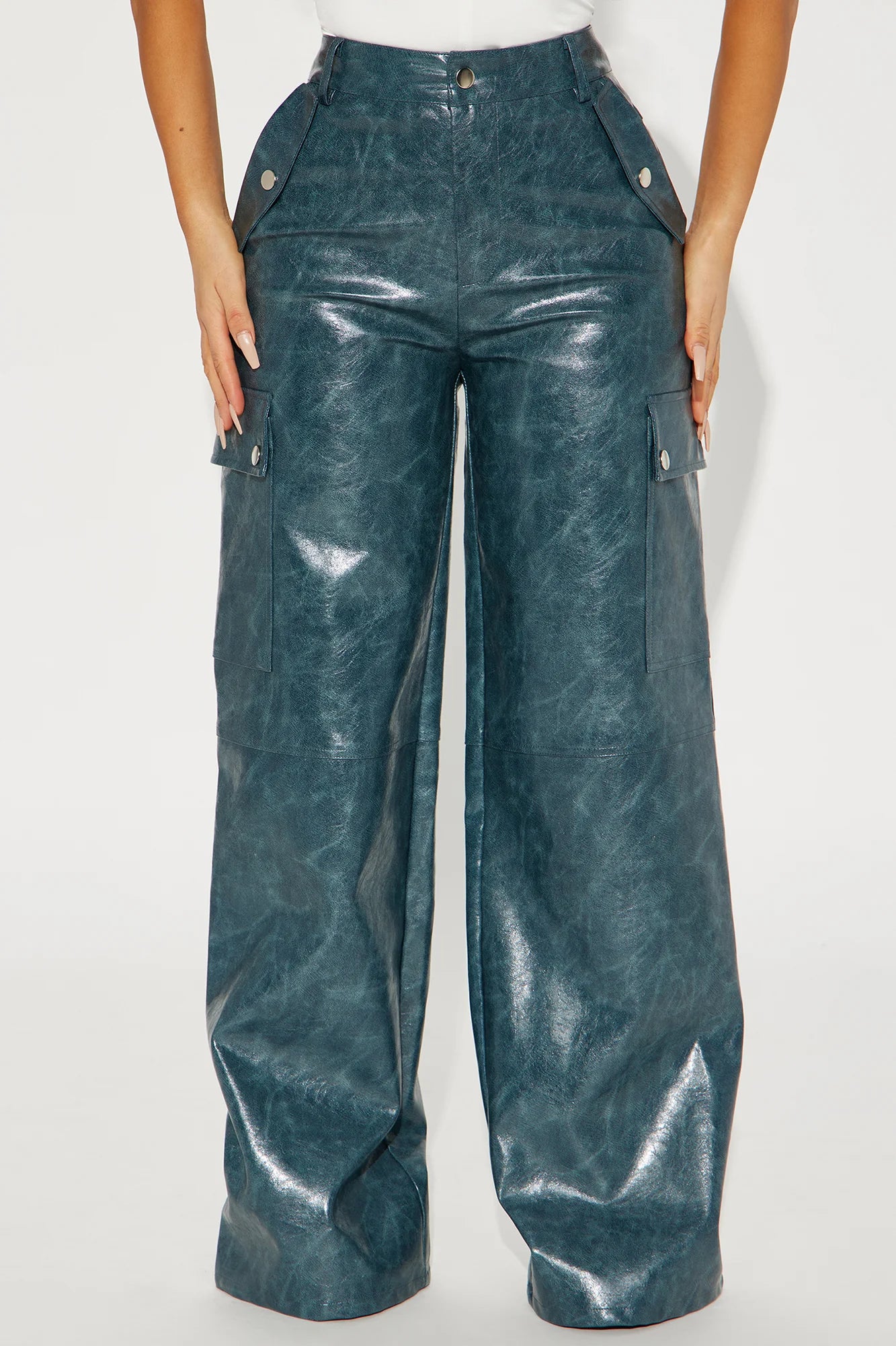 Jazzie Faux Leather Cargo Pant