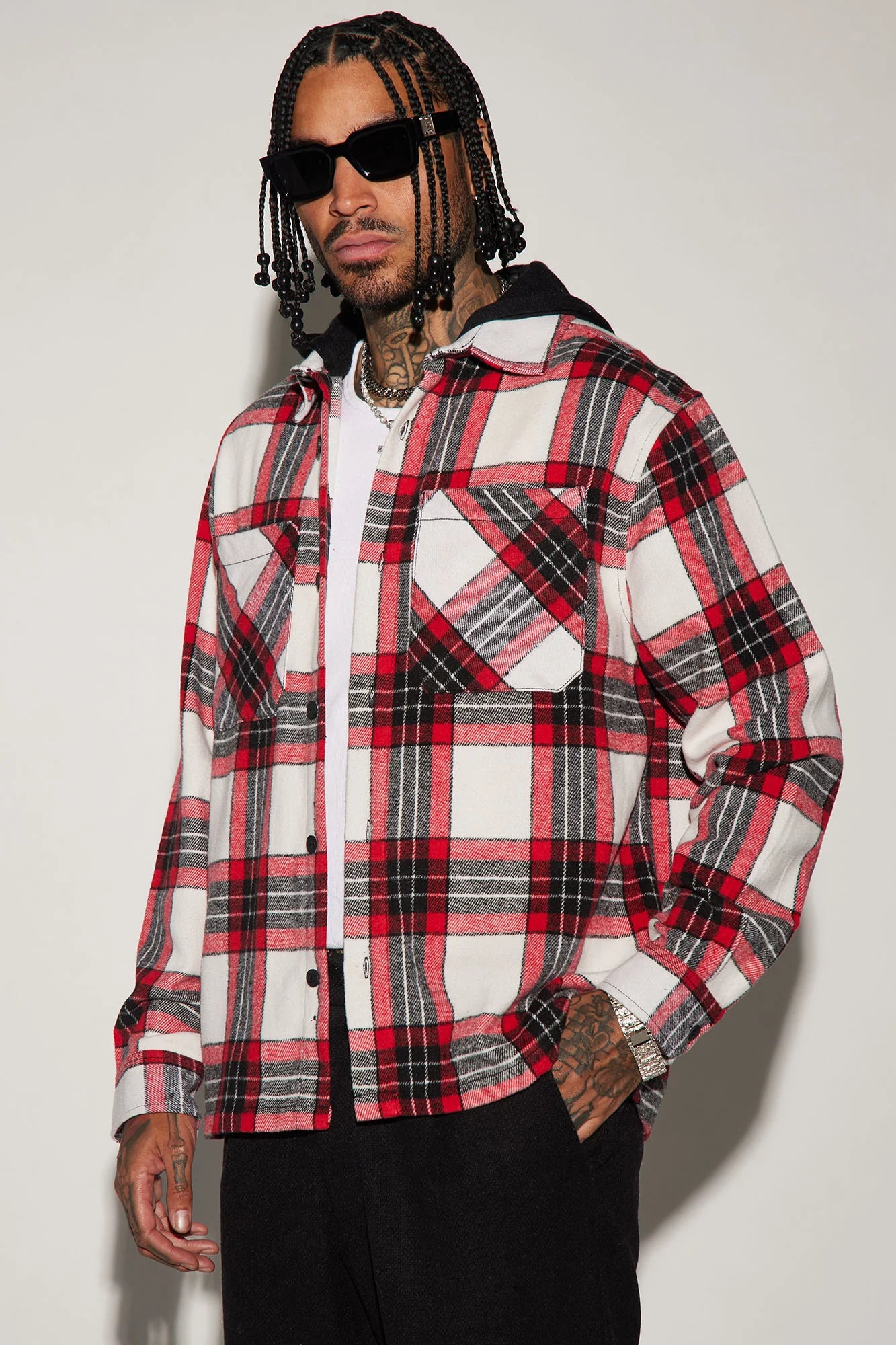 Stacking Hooded Flannel Jacket