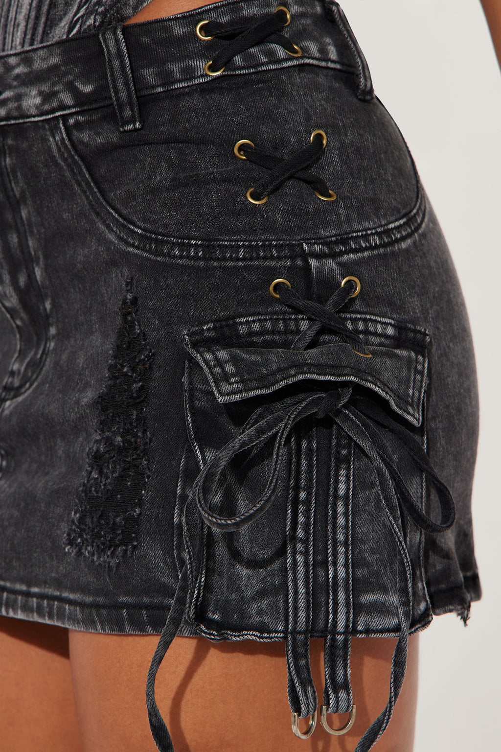 What’s Meant To Be Cargo Denim Mini Skirt