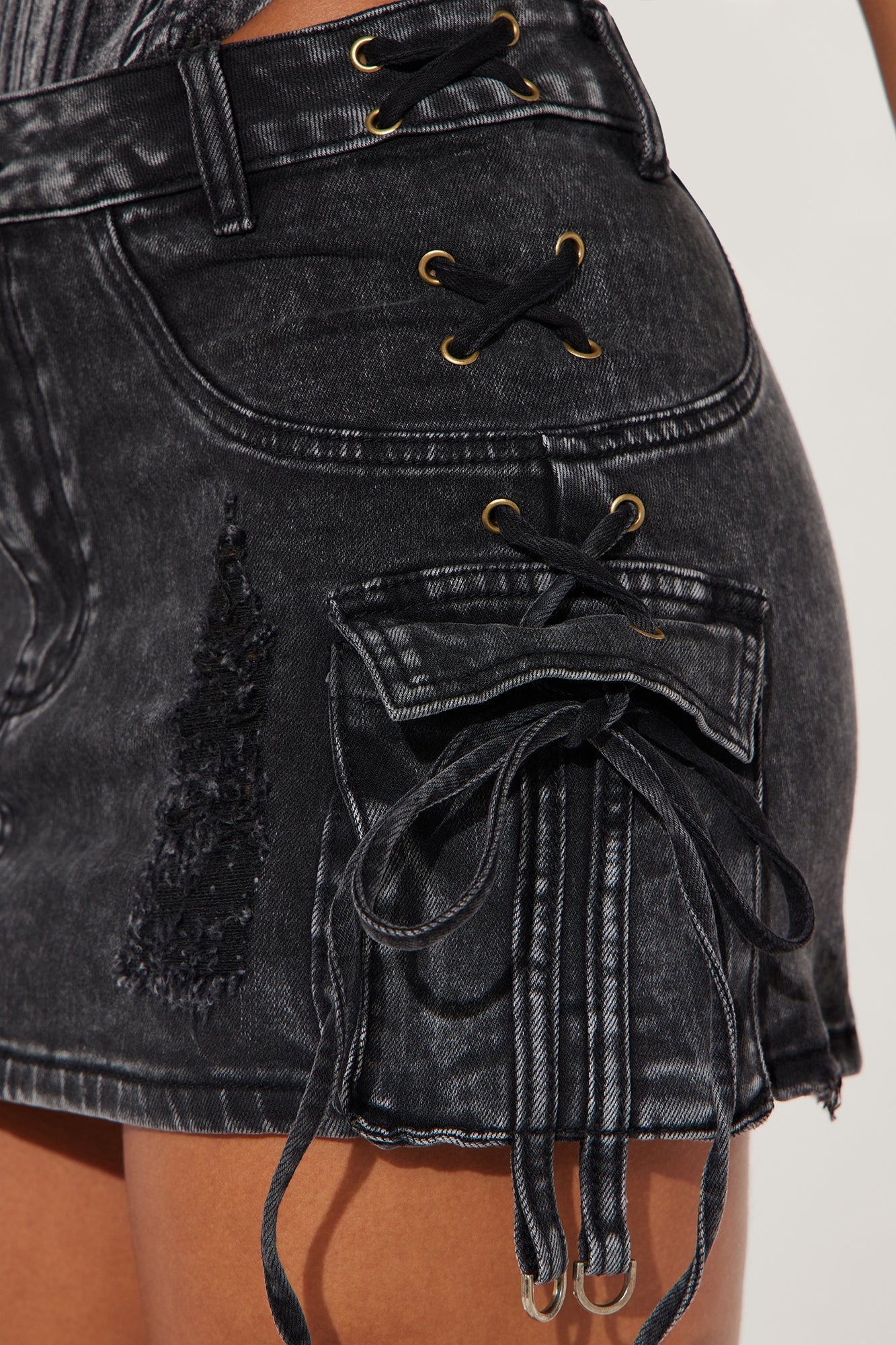 What’s Meant To Be Cargo Denim Mini Skirt