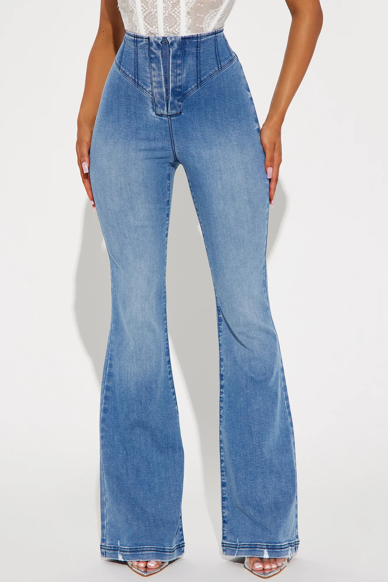 Going Over It Corset Waist Flaire Jeans