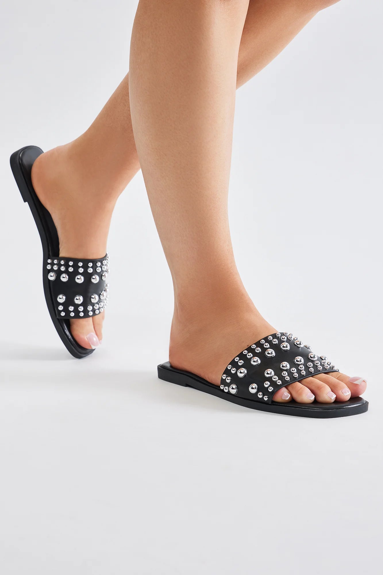Really Going For It Studded Flat Sandals
