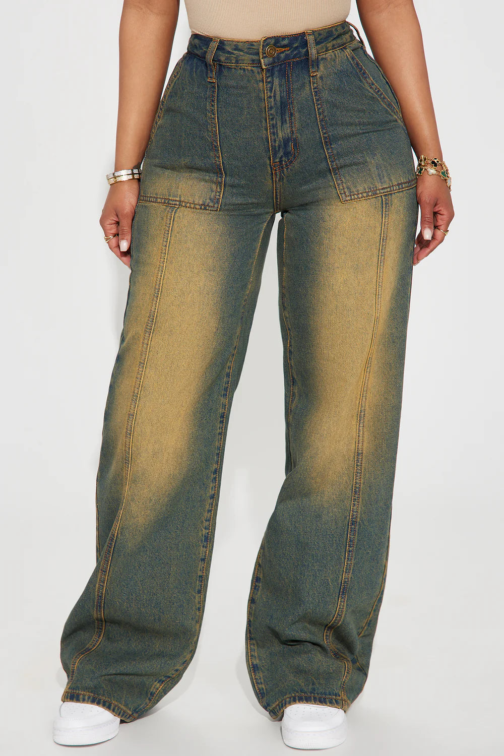 Living For It Tinted Straight Leg Jeans