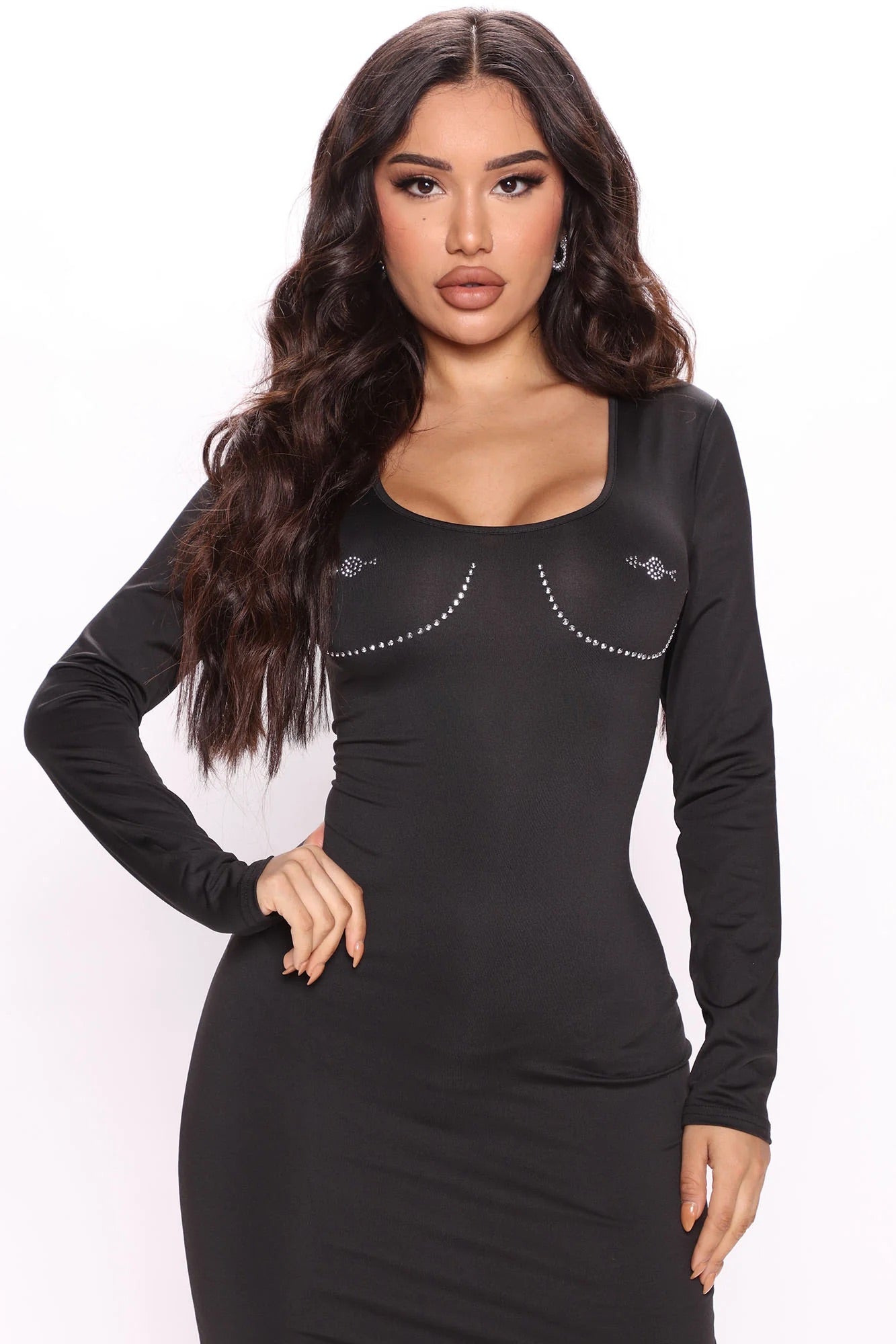 Pierce My Heart Long Sleeve Midi Dress