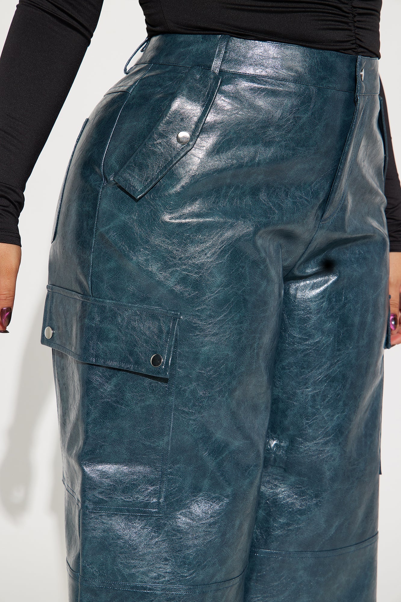 Jazzie Faux Leather Cargo Pant
