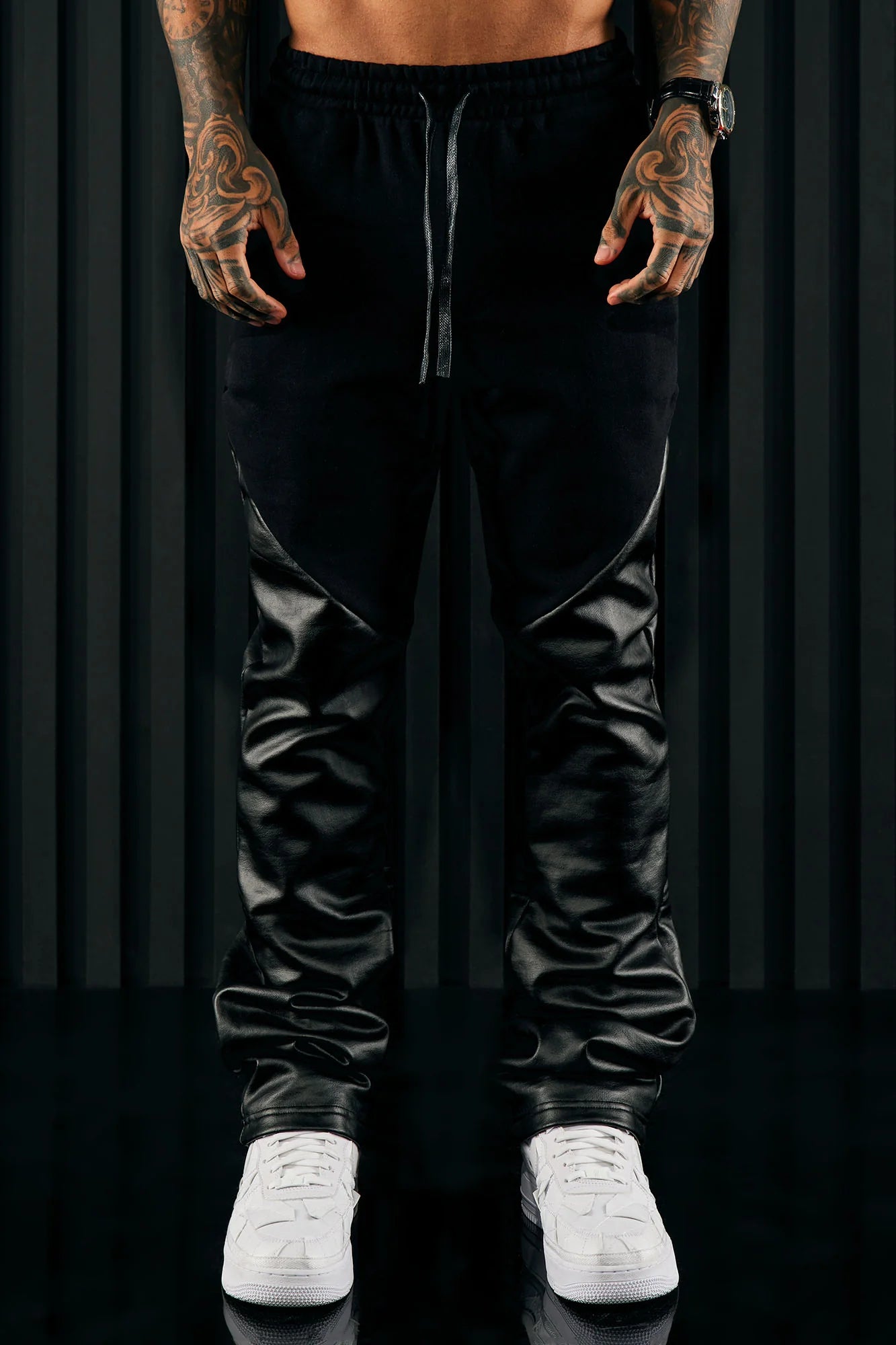 Tyson Waxed Panel Flare Sweatpants