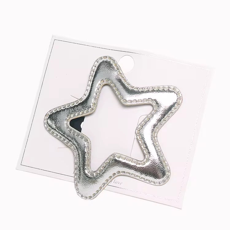 Silver Star Leather Hair Clip